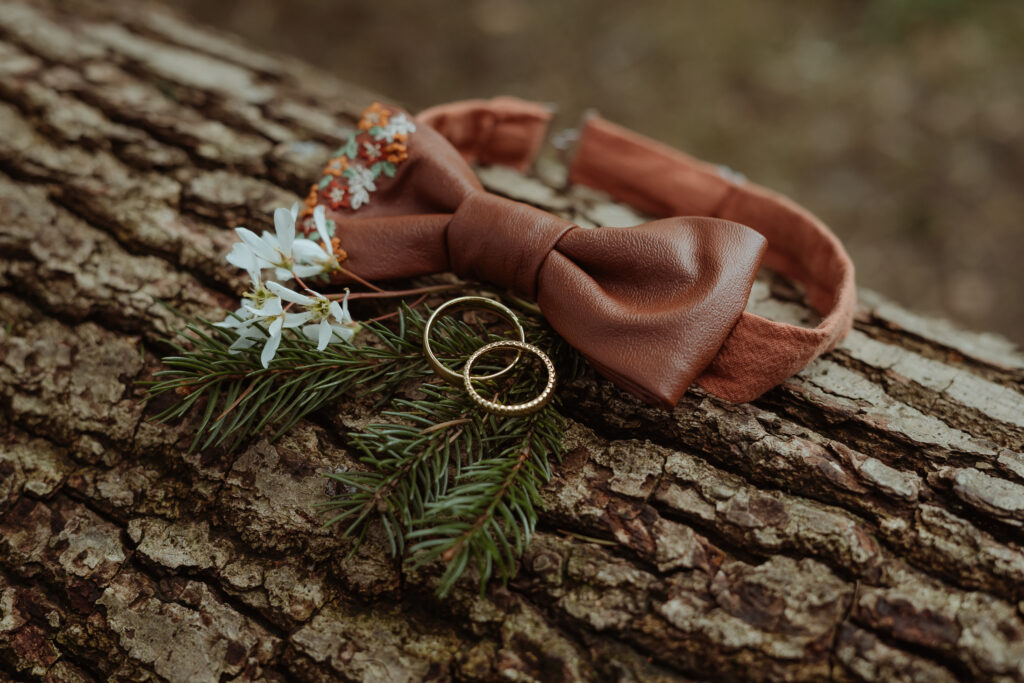 stropdas, trouwringen in de natuur